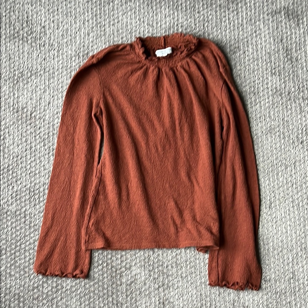 Madewell Brown Ruched Blouse with Relaxed Silhouette